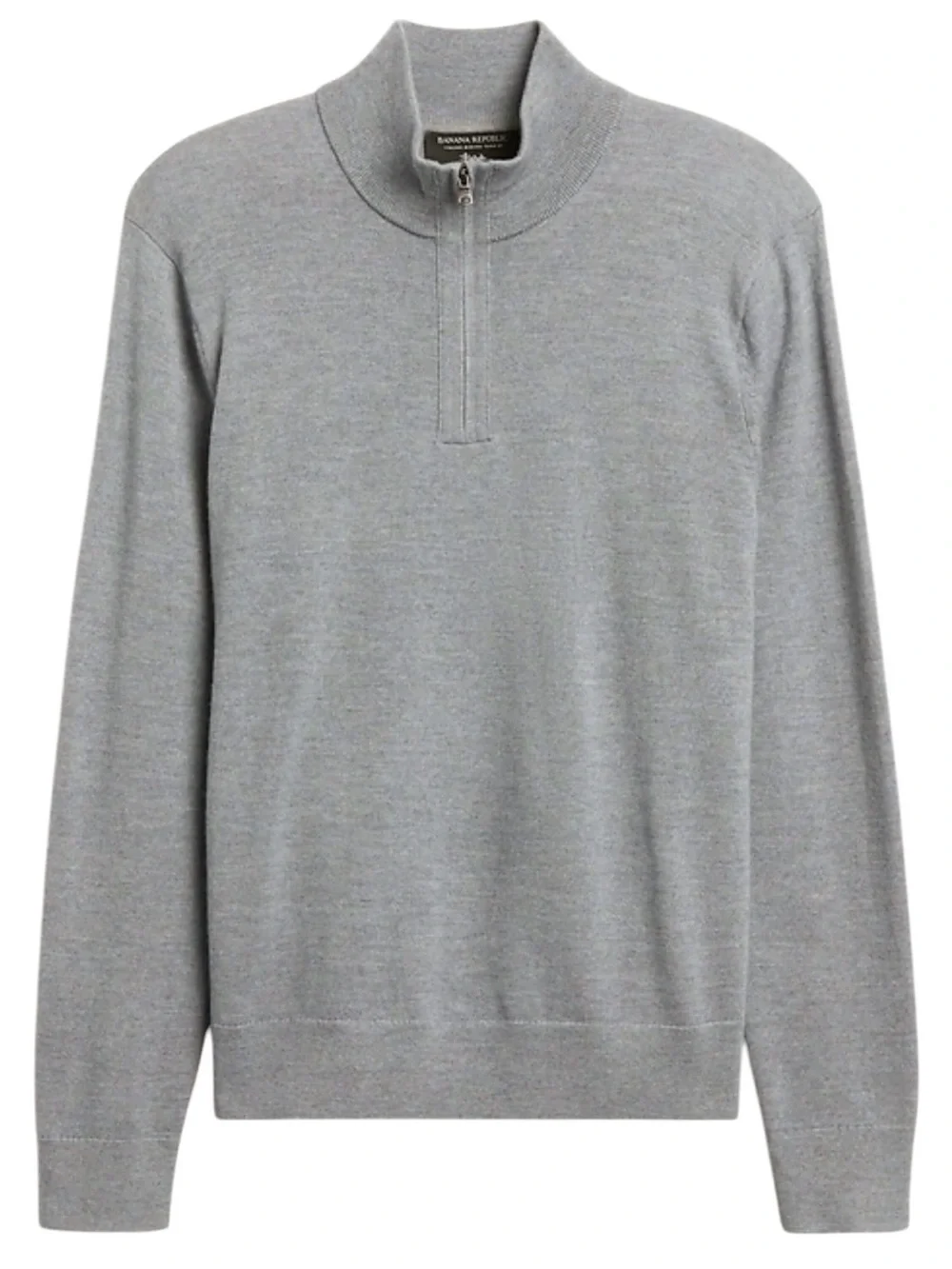 Banana Republic Tall Length Heather Gray Italian Merino Quarter Zip Sweater L